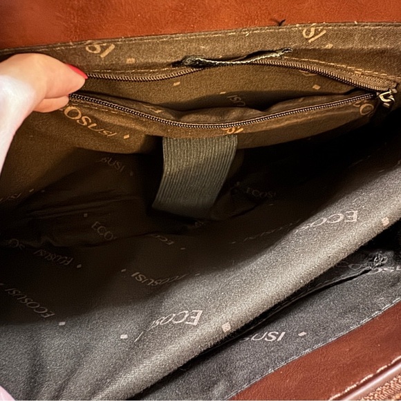 Ecosusi Leather Laptop Messenger Bag Briefcase Satchel Work Brown Bow - Picture 10 of 13